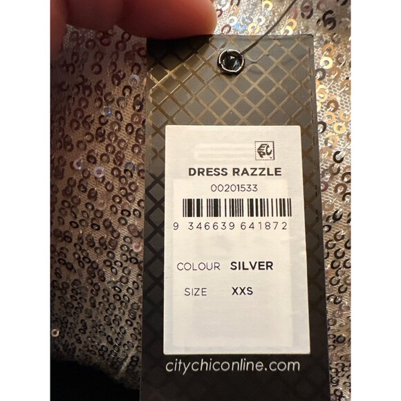 City Chic Womens Silver Sequin Razzle Dress Plus Size XXS or size 12 NWT NYE - Picture 6 of 7